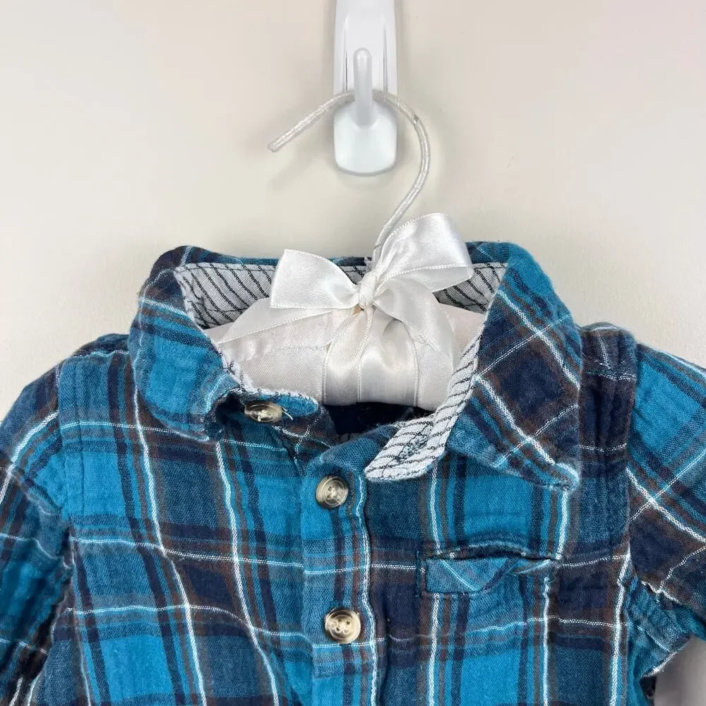 Me & Henry Corduroy Overalls and Plaid Bodysuits Bundle 9-12 Months
